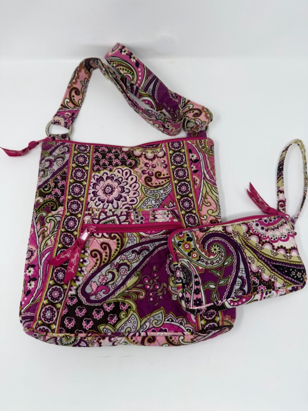 VERA BRADLEY Quilted Paisley Crossbody Bag and Wristlet - Pink/Purple